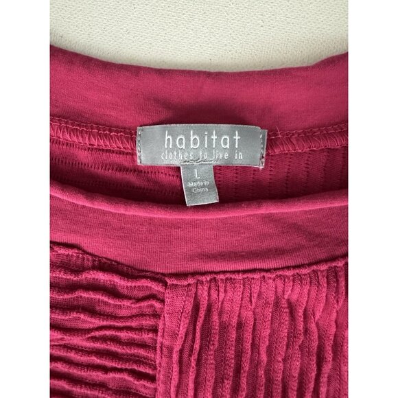 HABITAT Clothes To Live In Fuschia Pink Textured Long Sleeve Tunic Top Sz L - Picture 7 of 7